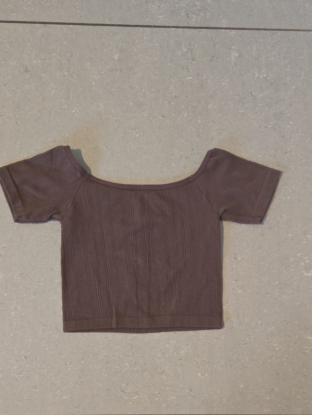 Active Basic Off-Shoulder Ribbed Crop Top - Brown - Picture 2 of 4